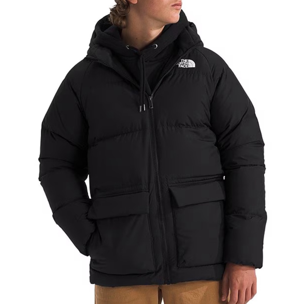 Boys The North Face Men’s Black Insulated Puffer Jacket with Hood Size 5